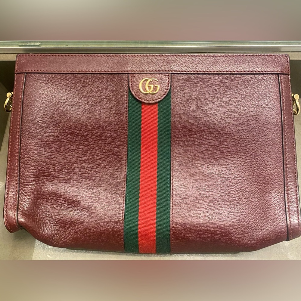 Gucci Ophidia Chain leather handbag in Burgundy Leather.